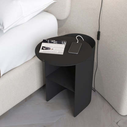 Minimalist Iron 2-Tier Nightstand — Black
