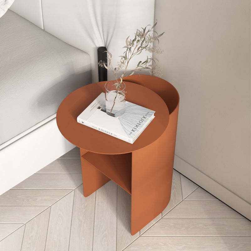 Minimalist Iron 2-Tier Nightstand — Brown