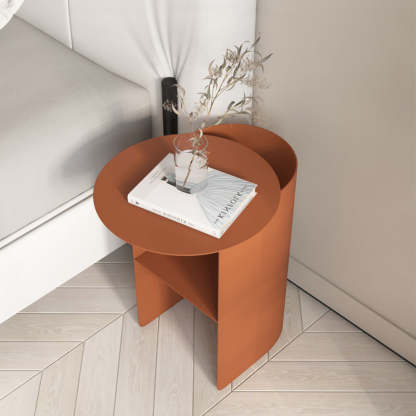 Minimalist Iron 2-Tier Nightstand — Brown