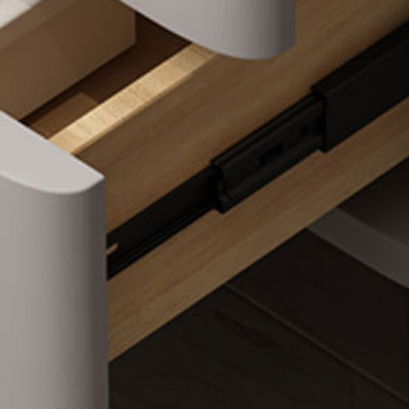 Minimalist Marble Wood 2-Drawer Nightstand — White