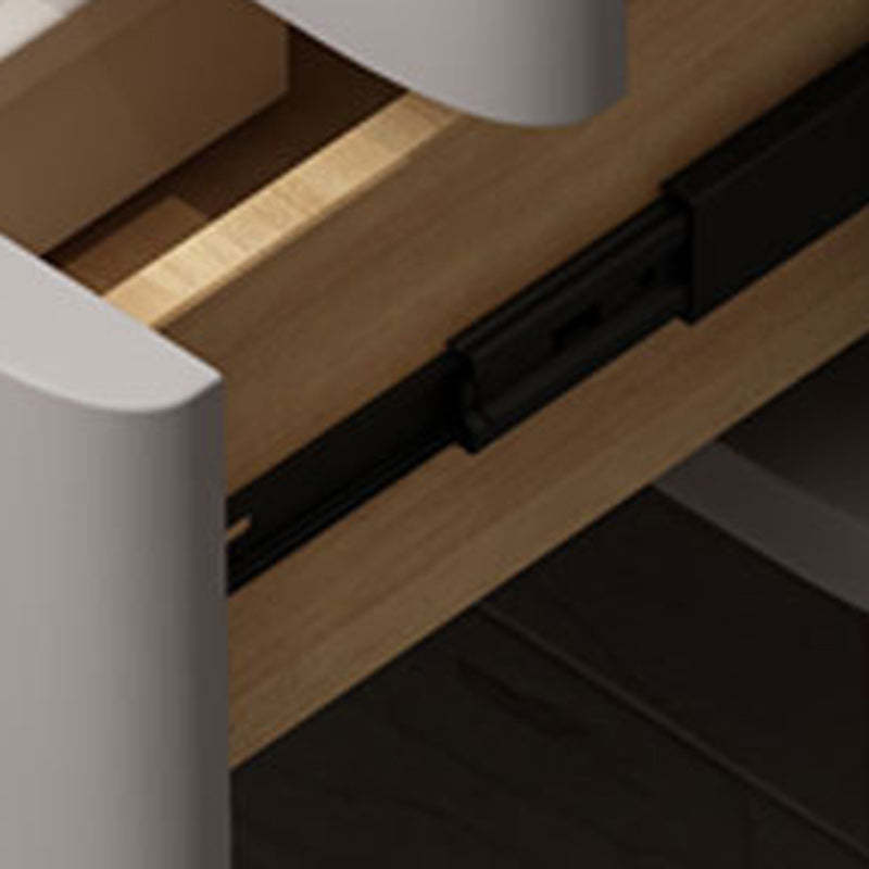 Minimalist Marble Wood 2-Drawer Nightstand — White