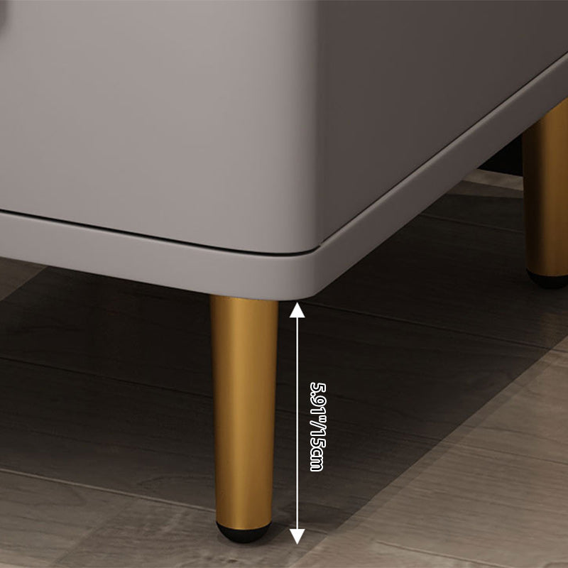 Minimalist Marble Wood 2-Drawer Nightstand — Black