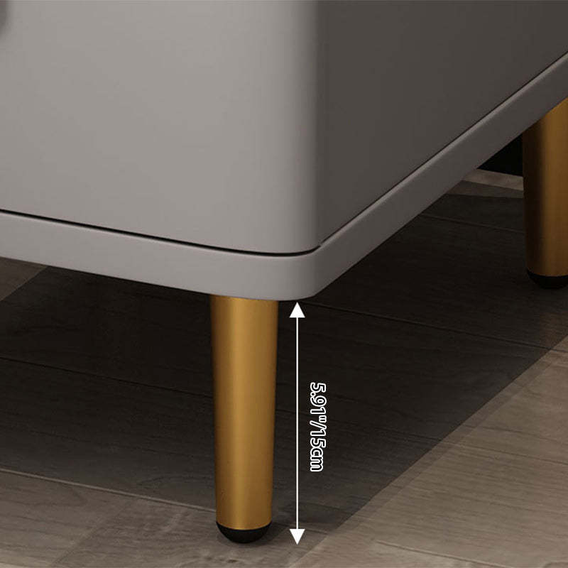 Minimalist Marble Wood 2-Drawer Nightstand — Black