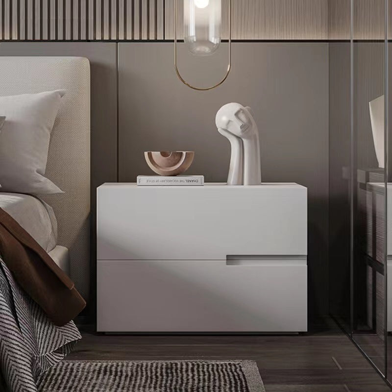 Minimalist Solid Wood 2-Drawer Nightstand — A