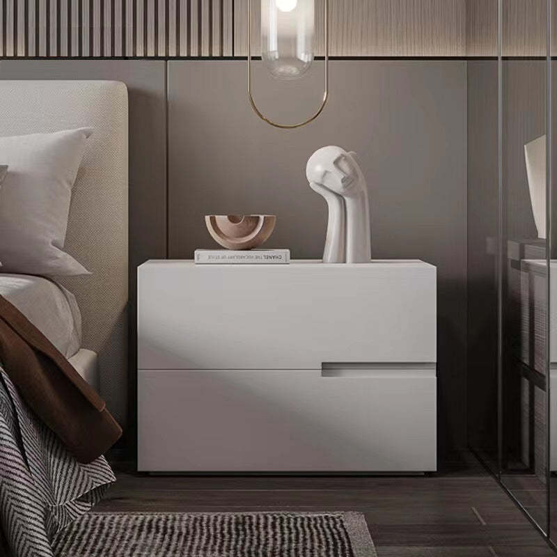 Minimalist Solid Wood 2-Drawer Nightstand — A