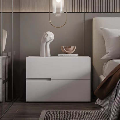 Minimalist Solid Wood 2-Drawer Nightstand — B