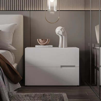 Minimalist Solid Wood 2-Drawer Nightstand — C