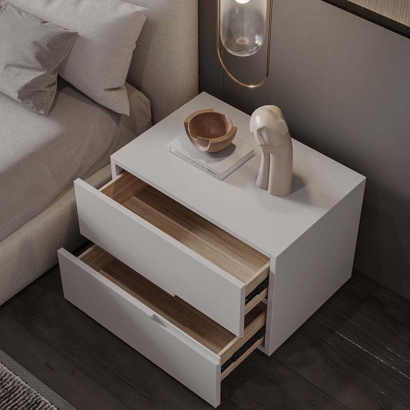 Minimalist Solid Wood 2-Drawer Nightstand