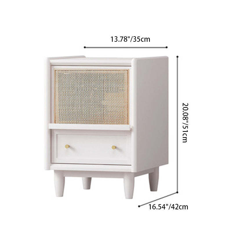 Scandinavian Rattan Wood 2-Drawer Nightstand