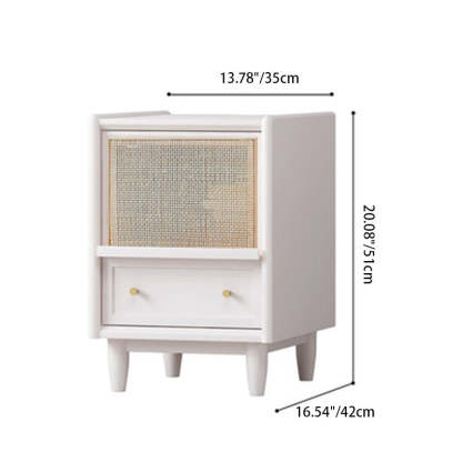 Scandinavian Rattan Wood 2-Drawer Nightstand