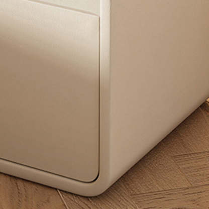 Scandinavian Leather Wood 2-Drawer Nightstand — Khaki