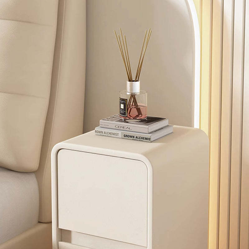Scandinavian Leather Wood 2-Drawer Nightstand