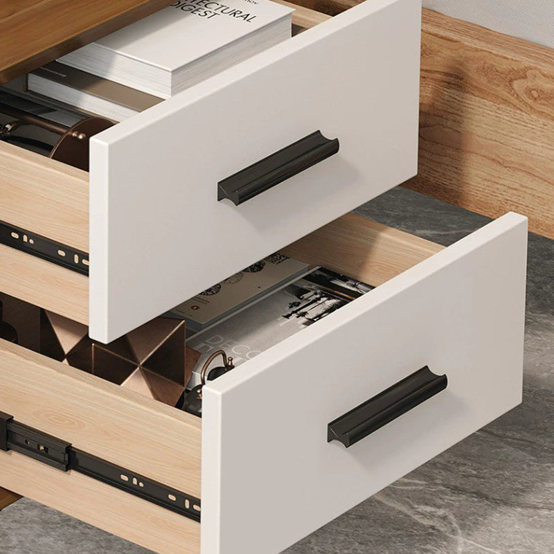 Minimalist Solid Wood Iron 2-Drawer Nightstand