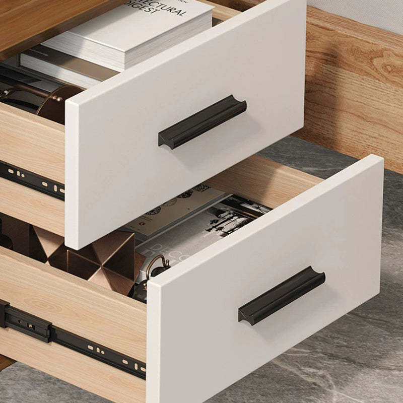 Minimalist Solid Wood Iron 2-Drawer Nightstand