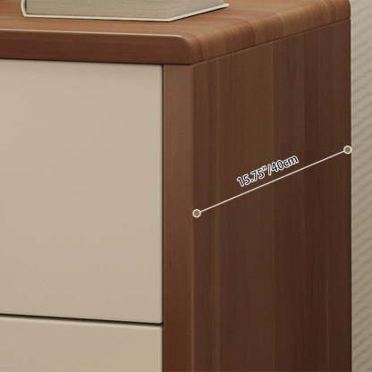 Minimalist Solid Wood Iron 2-Drawer Nightstand — Grey