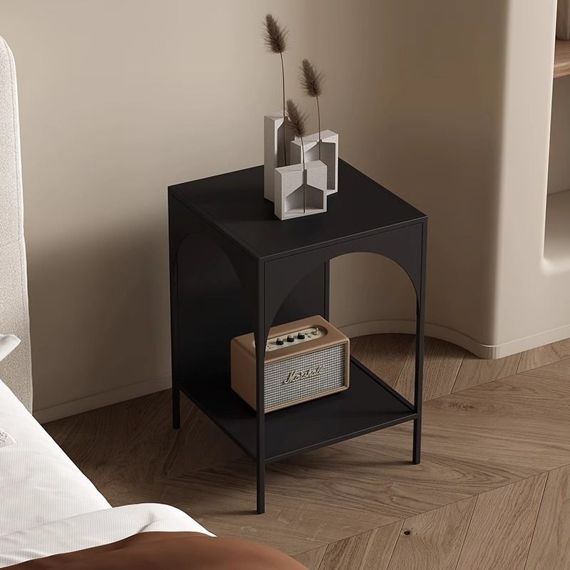 Contemporary Iron Nightstand — Black