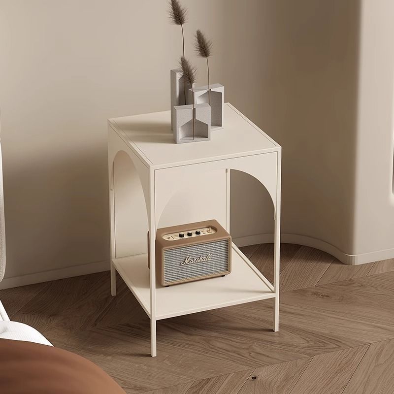 Contemporary Iron Nightstand — Beige