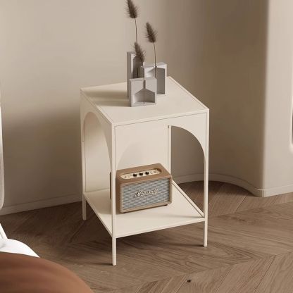 Contemporary Iron Nightstand — Beige
