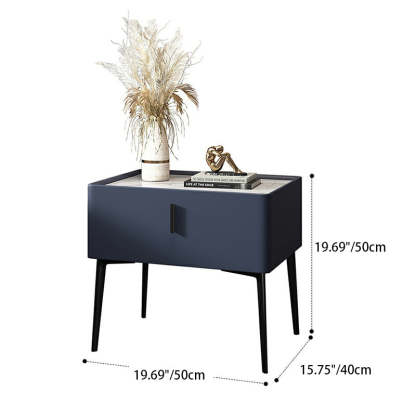 Modern Marble Leather Wood Nightstand — Orange