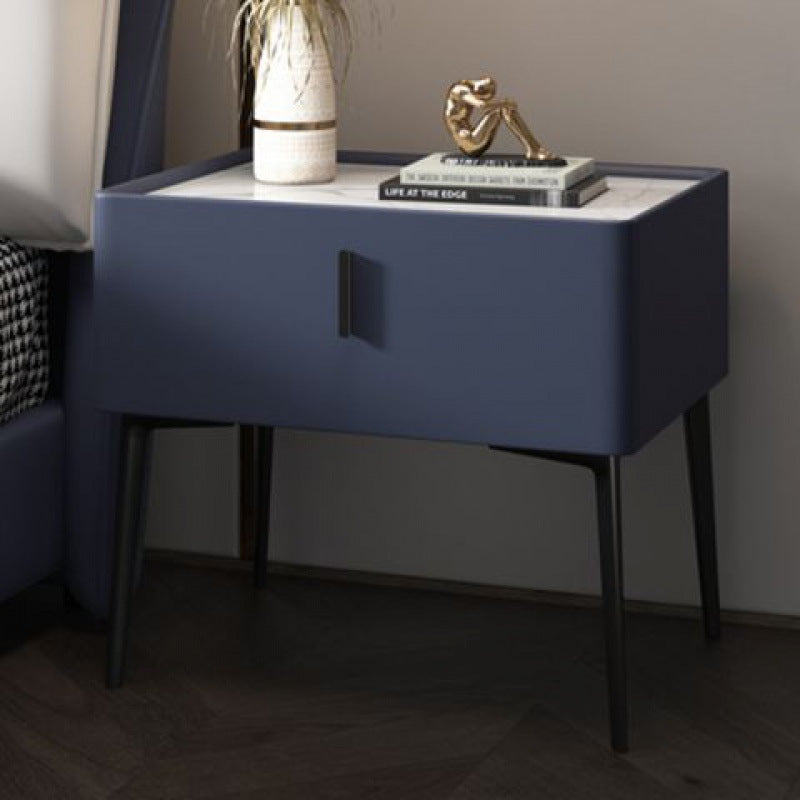 Modern Marble Leather Wood Nightstand