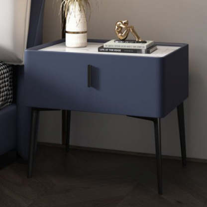 Modern Marble Leather Wood Nightstand