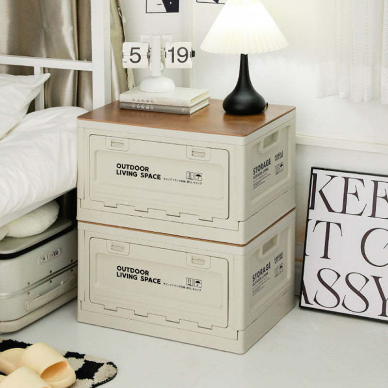 Minimalist Solid Wood Cabinet Nightstand — White