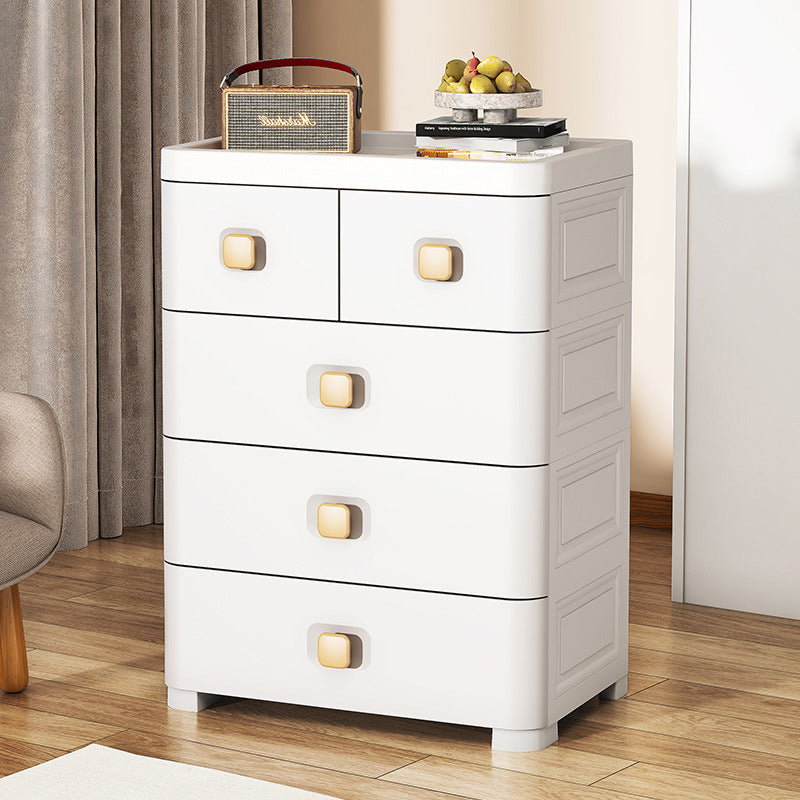 Minimalist 5-Drawer Nightstand — White