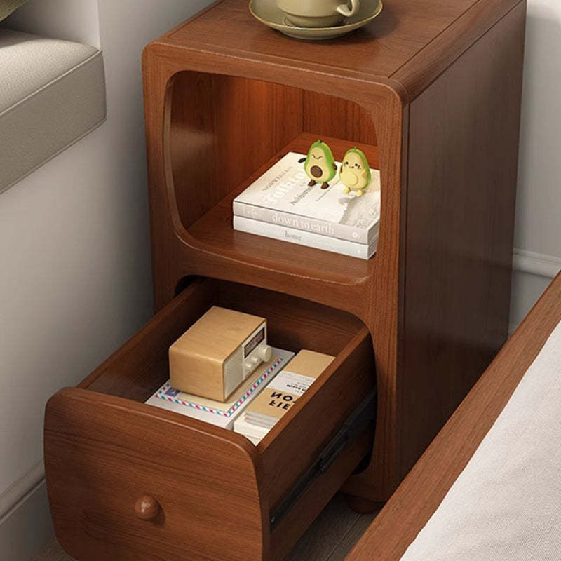 Chinese Solid Wood 1/2-Drawer Nightstand