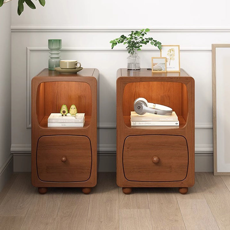 Chinese Solid Wood 1/2-Drawer Nightstand