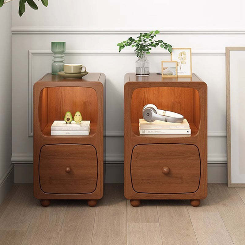 Chinese Solid Wood 1/2-Drawer Nightstand
