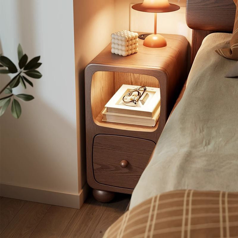 Chinese Solid Wood 1/2-Drawer Nightstand