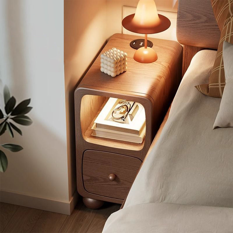 Chinese Solid Wood 1/2-Drawer Nightstand