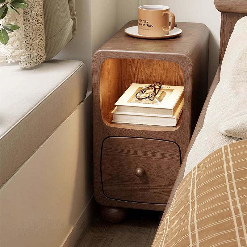 Chinese Solid Wood 1/2-Drawer Nightstand