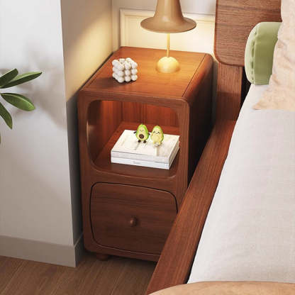 Chinese Solid Wood 1/2-Drawer Nightstand