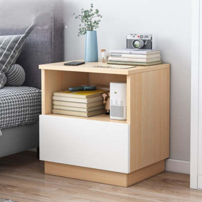 Minimalist 1-Drawer Nightstand — Original Wood Color