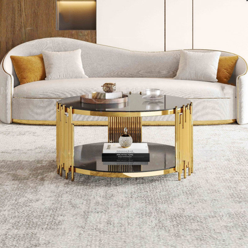 Scandinavian Glass 2-Tier Cylinder Coffee Table