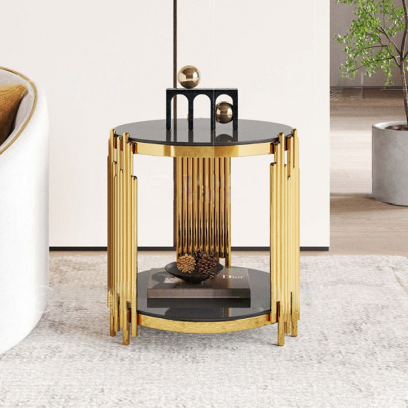 Scandinavian Glass 2-Tier Cylinder Coffee Table — B