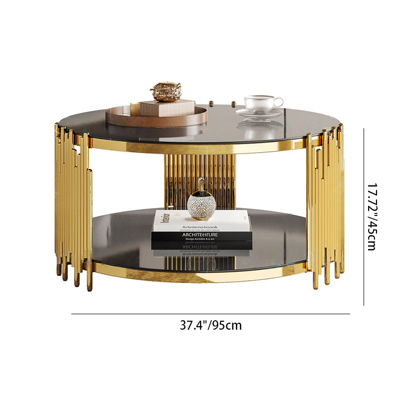 Scandinavian Glass 2-Tier Cylinder Coffee Table