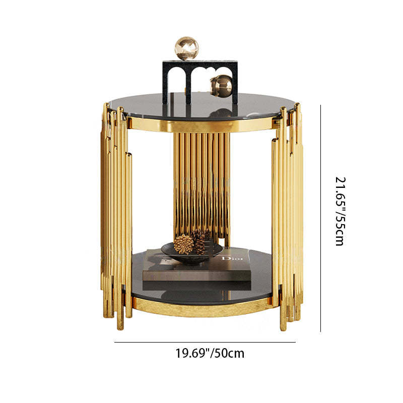 Scandinavian Glass 2-Tier Cylinder Coffee Table