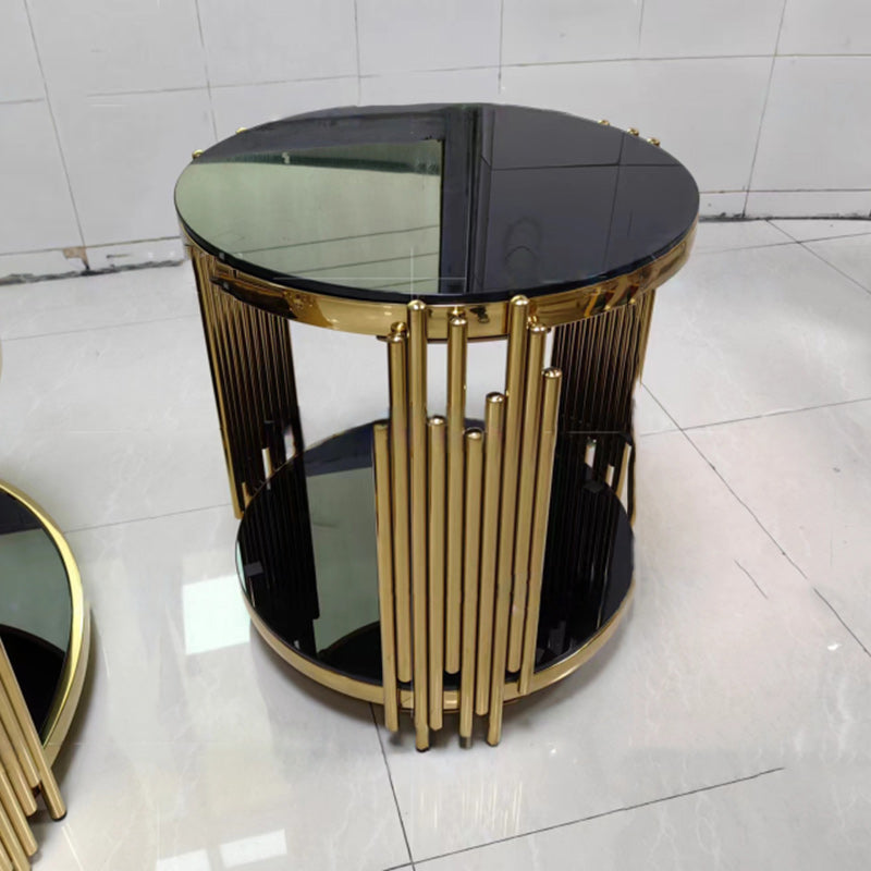 Scandinavian Glass 2-Tier Cylinder Coffee Table