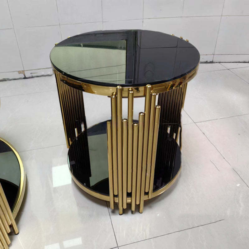 Scandinavian Glass 2-Tier Cylinder Coffee Table