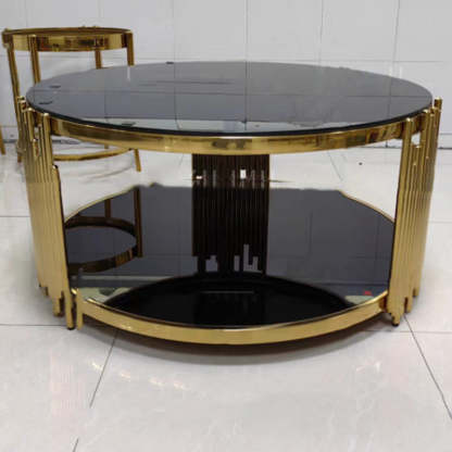 Scandinavian Glass 2-Tier Cylinder Coffee Table