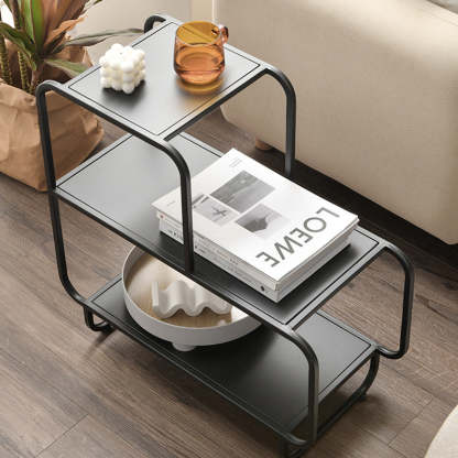 Scandinavian Iron 3-Tier Side Table — Black