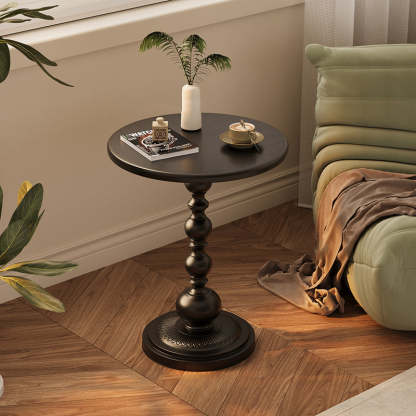 Vintage Orb Cylinder Iron Side Table — Black