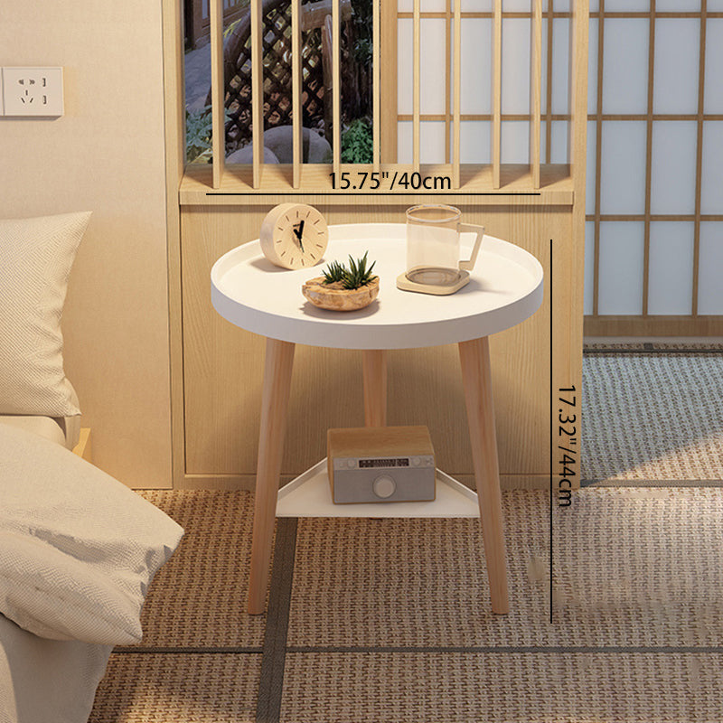 Scandinavian Triangle Cylinder Wood Side Table — Original Wood Color