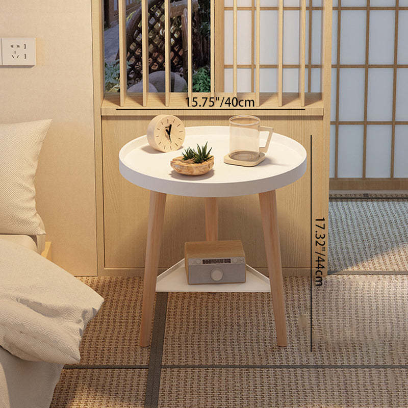 Scandinavian Triangle Cylinder Wood Side Table — Original Wood Color