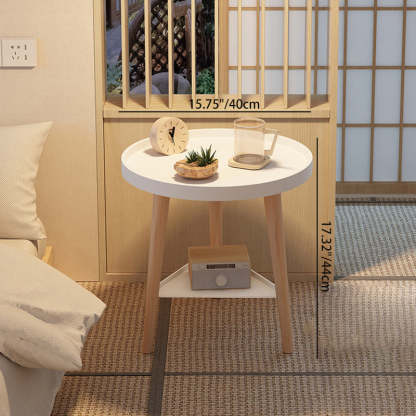 Scandinavian Triangle Cylinder Wood Side Table — Original Wood Color