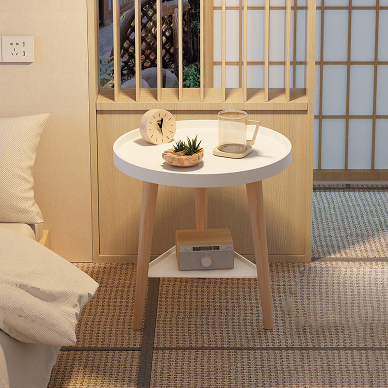 Scandinavian Triangle Cylinder Wood Side Table — White