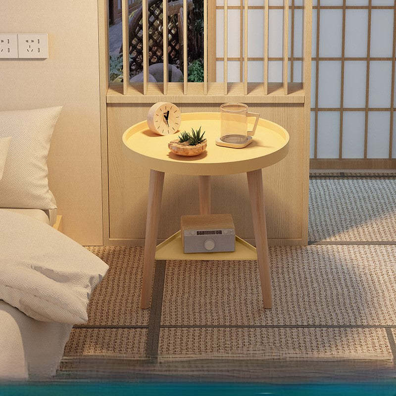 Scandinavian Triangle Cylinder Wood Side Table — Grey