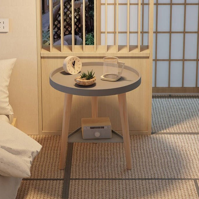 Scandinavian Triangle Cylinder Wood Side Table